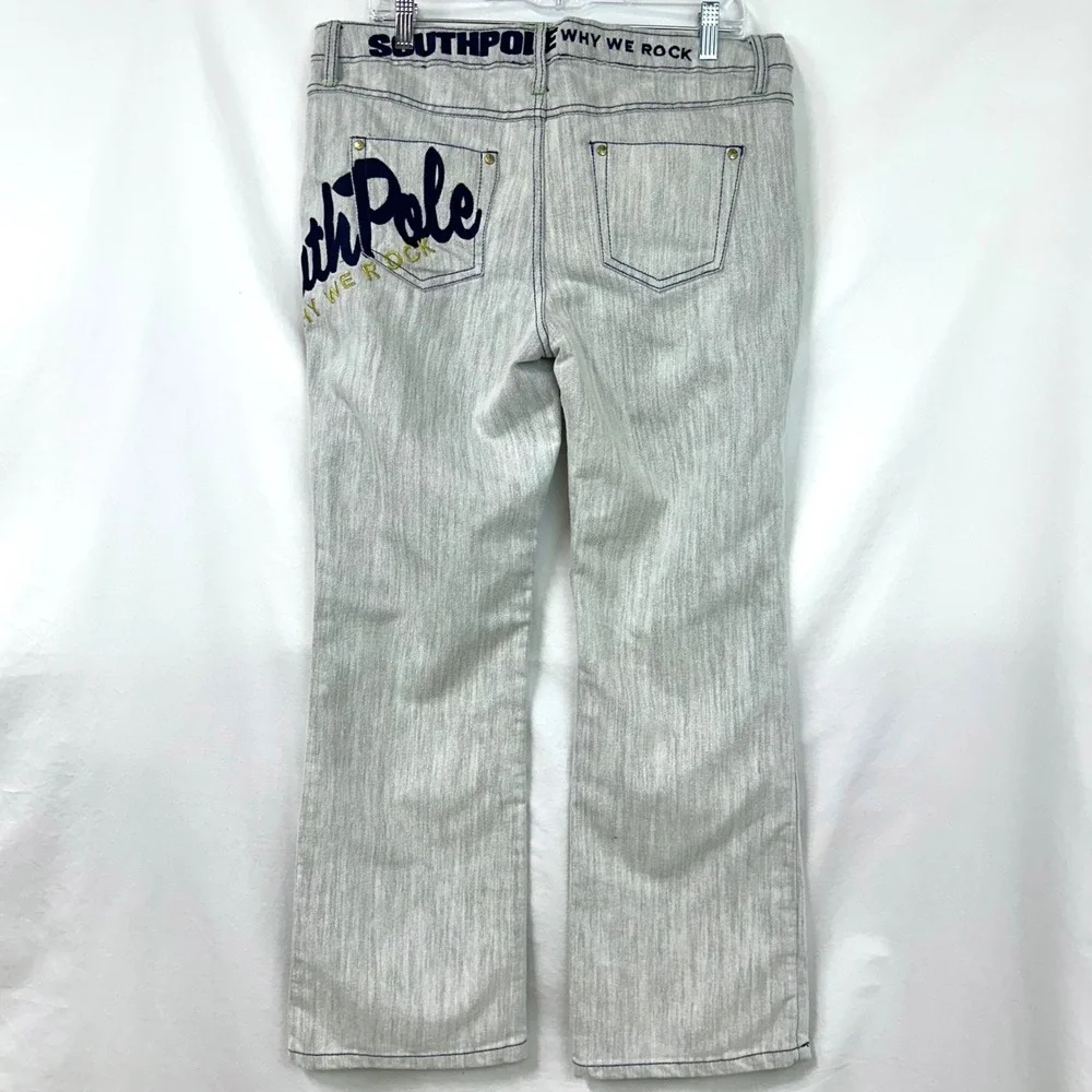 SOUTHPOLE Vintage Y2K Gray Embroidered Spell Out Logo Wide Leg Baggy Jeans 15